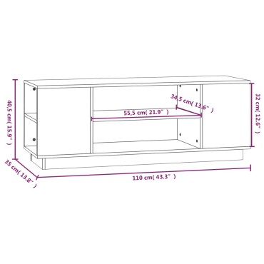 vidaXL Έπιπλο Τηλεόρασης Μαύρο 110x35x40,5cm από Μασίφ Ξύλο Πεύκου