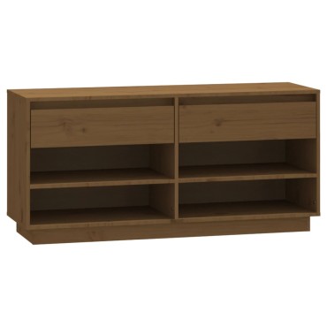 vidaXL Παπουτσοθήκη Μελί 110x34x52cm από Μασίφ Ξύλο Πεύκου