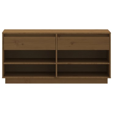 vidaXL Παπουτσοθήκη Μελί 110x34x52cm από Μασίφ Ξύλο Πεύκου