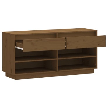 vidaXL Παπουτσοθήκη Μελί 110x34x52cm από Μασίφ Ξύλο Πεύκου