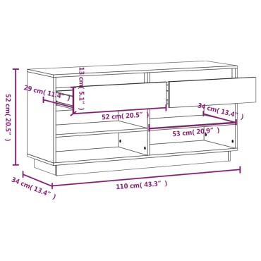 vidaXL Παπουτσοθήκη Μελί 110x34x52cm από Μασίφ Ξύλο Πεύκου