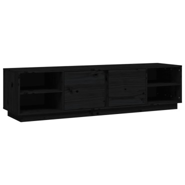 vidaXL Έπιπλο Τηλεόρασης Μαύρο 156x40x40cm από Μασίφ Ξύλο Πεύκου