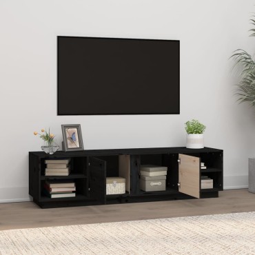 vidaXL Έπιπλο Τηλεόρασης Μαύρο 156x40x40cm από Μασίφ Ξύλο Πεύκου