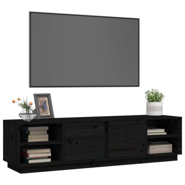 vidaXL Έπιπλο Τηλεόρασης Μαύρο 156x40x40cm από Μασίφ Ξύλο Πεύκου