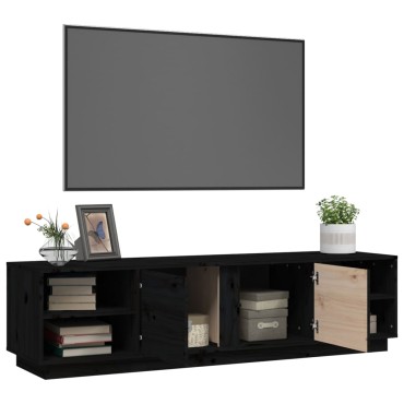 vidaXL Έπιπλο Τηλεόρασης Μαύρο 156x40x40cm από Μασίφ Ξύλο Πεύκου