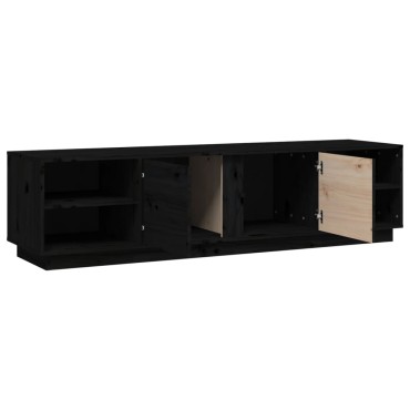 vidaXL Έπιπλο Τηλεόρασης Μαύρο 156x40x40cm από Μασίφ Ξύλο Πεύκου