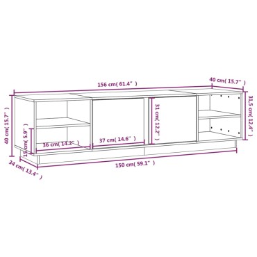 vidaXL Έπιπλο Τηλεόρασης Μαύρο 156x40x40cm από Μασίφ Ξύλο Πεύκου