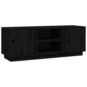 vidaXL Έπιπλο Τηλεόρασης Μαύρο 110x35x40,5cm από Μασίφ Ξύλο Πεύκου