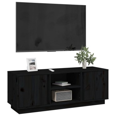 vidaXL Έπιπλο Τηλεόρασης Μαύρο 110x35x40,5cm από Μασίφ Ξύλο Πεύκου