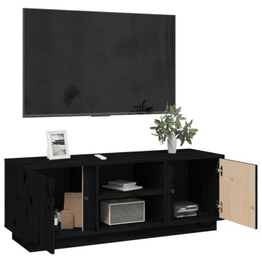 vidaXL Έπιπλο Τηλεόρασης Μαύρο 110x35x40,5cm από Μασίφ Ξύλο Πεύκου