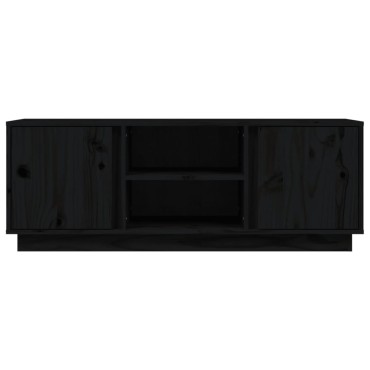 vidaXL Έπιπλο Τηλεόρασης Μαύρο 110x35x40,5cm από Μασίφ Ξύλο Πεύκου