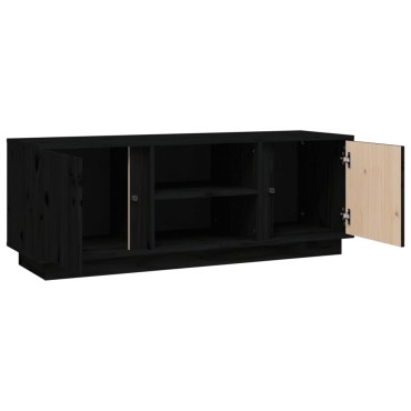 vidaXL Έπιπλο Τηλεόρασης Μαύρο 110x35x40,5cm από Μασίφ Ξύλο Πεύκου