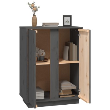 vidaXL Συρταριέρα Γκρι 60x35x80cm από Μασίφ Ξύλο Πεύκου 1 τεμ.