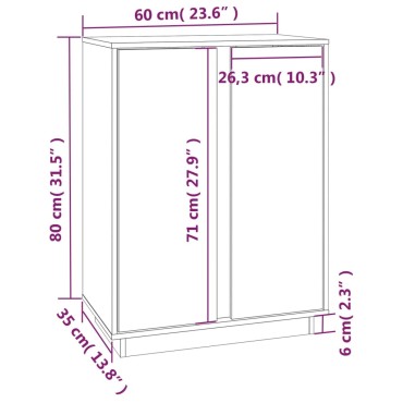 vidaXL Ντουλάπι Καφέ Μέλι 60x35x80cm από Μασίφ Ξύλο Πεύκου 1 τεμ.