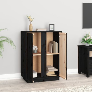 vidaXL Ντουλάπι Μαύρος 60x35x80cm από Μασίφ Ξύλο Πεύκου 1 τεμ.