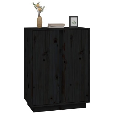 vidaXL Ντουλάπι Μαύρος 60x35x80cm από Μασίφ Ξύλο Πεύκου 1 τεμ.