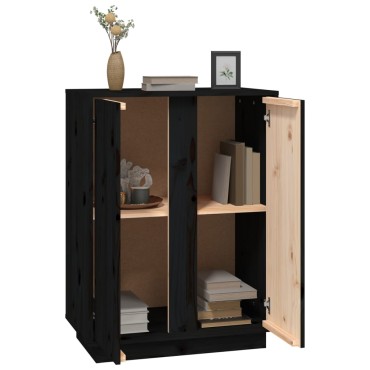 vidaXL Ντουλάπι Μαύρος 60x35x80cm από Μασίφ Ξύλο Πεύκου 1 τεμ.