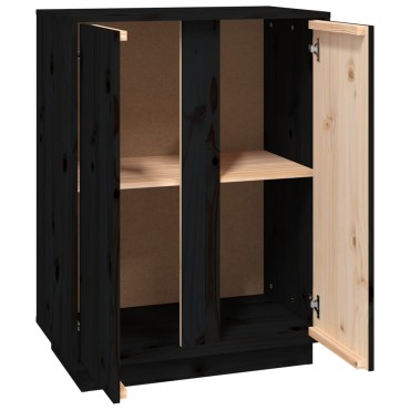 vidaXL Ντουλάπι Μαύρος 60x35x80cm από Μασίφ Ξύλο Πεύκου 1 τεμ.