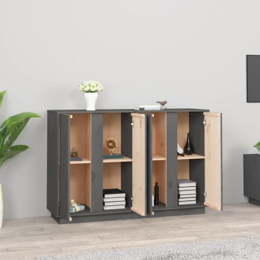 vidaXL Συρταριέρα Γκρι 120x35x80cm από Μασίφ Ξύλο Πεύκου 1 τεμ.