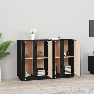 vidaXL Ντουλάπι Μαύρος 120x35x80cm από Μασίφ Ξύλο Πεύκου 1 τεμ.