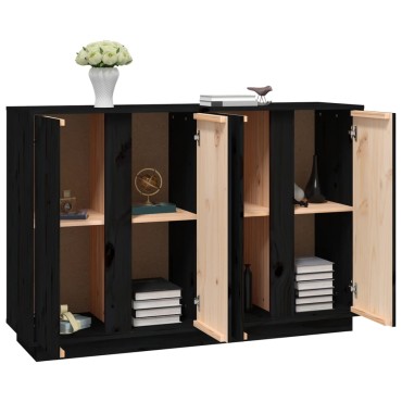vidaXL Ντουλάπι Μαύρος 120x35x80cm από Μασίφ Ξύλο Πεύκου 1 τεμ.