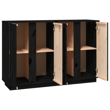 vidaXL Ντουλάπι Μαύρος 120x35x80cm από Μασίφ Ξύλο Πεύκου 1 τεμ.
