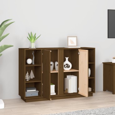 vidaXL Ντουλάπι Καφέ Μελί 120x35x80cm από Μασίφ Ξύλο Πεύκου 1 τεμ.