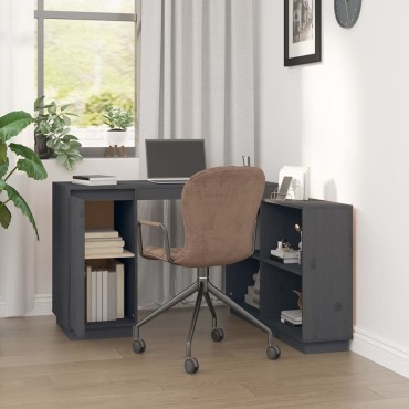 vidaXL Γραφείο Γκρι 110x50x75cm από Μασίφ Ξύλο Πεύκου 1 τεμ.