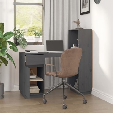 vidaXL Γραφείο Γκρι 110x53x117cm από Μασίφ Ξύλο Πεύκου 1 τεμ.