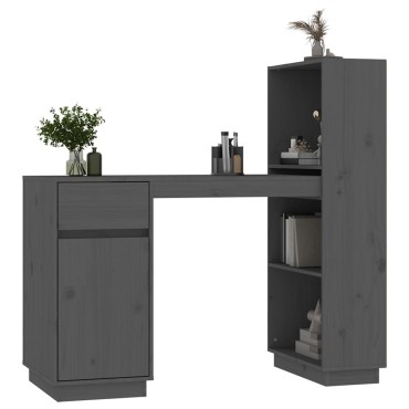 vidaXL Γραφείο Γκρι 110x53x117cm από Μασίφ Ξύλο Πεύκου 1 τεμ.