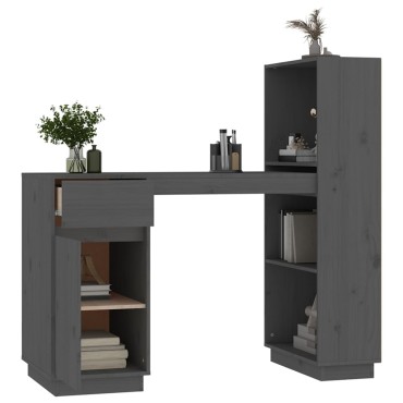 vidaXL Γραφείο Γκρι 110x53x117cm από Μασίφ Ξύλο Πεύκου 1 τεμ.