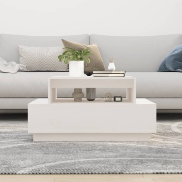 vidaXL Τραπεζάκι Σαλονιού Λευκό 80x55x40,5cm από Μασίφ Ξύλο Πεύκου 1 τεμ.