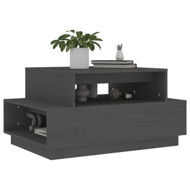 vidaXL Τραπεζάκι Σαλονιού Γκρι 80x55x40,5cm από Μασίφ Ξύλο Πεύκου 1 τεμ.