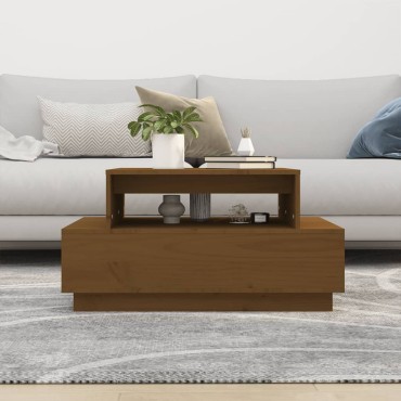 vidaXL Τραπεζάκι Σαλονιού Καφέ Μελί 80x55x40,5cm Μασίφ Ξύλο Πεύκου 1 τεμ.