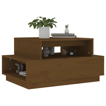 vidaXL Τραπεζάκι Σαλονιού Καφέ Μελί 80x55x40,5cm Μασίφ Ξύλο Πεύκου 1 τεμ.