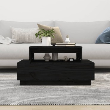 vidaXL Τραπεζάκι Σαλονιού Μαύρο 80x55x40,5cm από Μασίφ Ξύλο Πεύκου 1 τεμ.