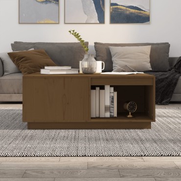 vidaXL Τραπεζάκι Σαλονιού Καφέ Μελί 100x101x40,5cm Μασίφ Ξύλο Πεύκου 1 τεμ.