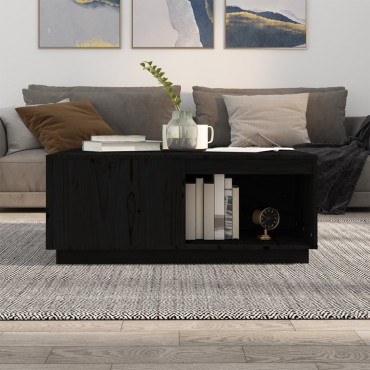 vidaXL Τραπεζάκι Σαλονιού Μαύρο 100x101x40,5cm από Μασίφ Ξύλο Πεύκου 1 τεμ.