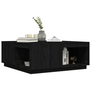 vidaXL Τραπεζάκι Σαλονιού Μαύρο 100x101x40,5cm από Μασίφ Ξύλο Πεύκου 1 τεμ.