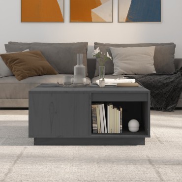 vidaXL Τραπεζάκι Σαλονιού Γκρι 80x81x36,5cm από Μασίφ Ξύλο Πεύκου 1 τεμ.