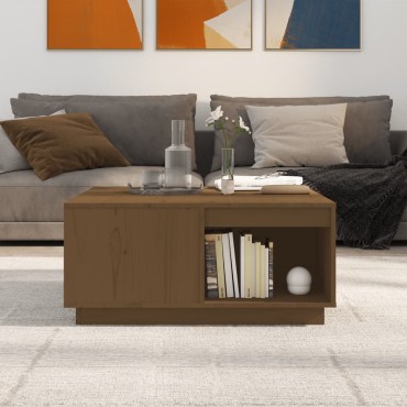 vidaXL Τραπεζάκι Σαλονιού Καφέ Μελί 80x81x36,5cm Μασίφ Ξύλο Πεύκου 1 τεμ.