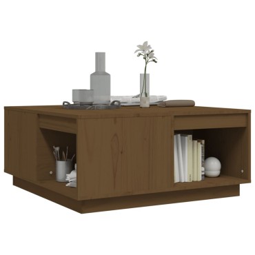vidaXL Τραπεζάκι Σαλονιού Καφέ Μελί 80x81x36,5cm Μασίφ Ξύλο Πεύκου 1 τεμ.