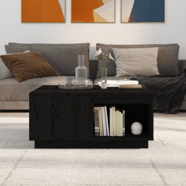 vidaXL Τραπεζάκι Σαλονιού Μαύρο 80x81x36,5cm από Μασίφ Ξύλο Πεύκου 1 τεμ.