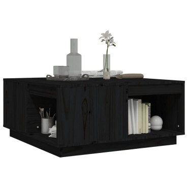 vidaXL Τραπεζάκι Σαλονιού Μαύρο 80x81x36,5cm από Μασίφ Ξύλο Πεύκου 1 τεμ.