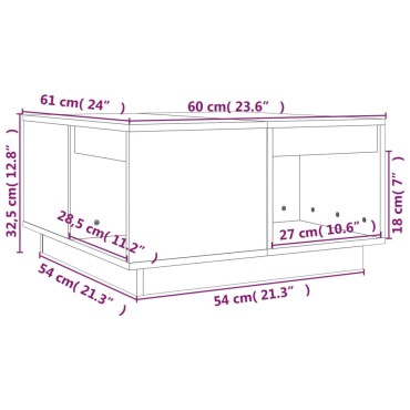 vidaXL Τραπεζάκι Σαλονιού 60x61x32,5cm από Μασίφ Ξύλο Πεύκου 1 τεμ.