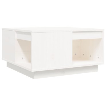vidaXL Τραπεζάκι Σαλονιού Λευκό 60x61x32,5cm από Μασίφ Ξύλο Πεύκου 1 τεμ.