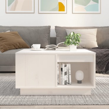 vidaXL Τραπεζάκι Σαλονιού Λευκό 60x61x32,5cm από Μασίφ Ξύλο Πεύκου 1 τεμ.