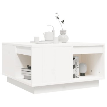 vidaXL Τραπεζάκι Σαλονιού Λευκό 60x61x32,5cm από Μασίφ Ξύλο Πεύκου 1 τεμ.