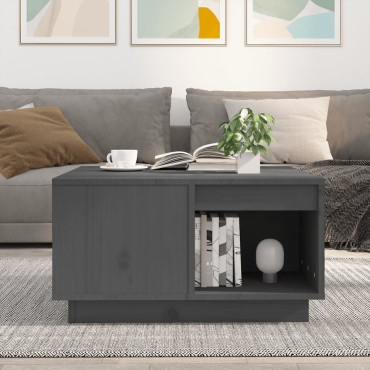vidaXL Τραπεζάκι Σαλονιού Γκρι 60x61x32,5cm από Μασίφ Ξύλο Πεύκου 1 τεμ.