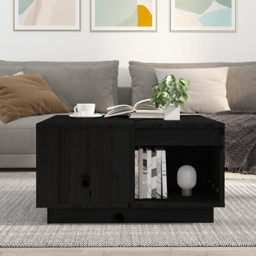 vidaXL Τραπεζάκι Σαλονιού Μαύρος 60x61x32,5cm από Μασίφ Ξύλο Πεύκου 1 τεμ.